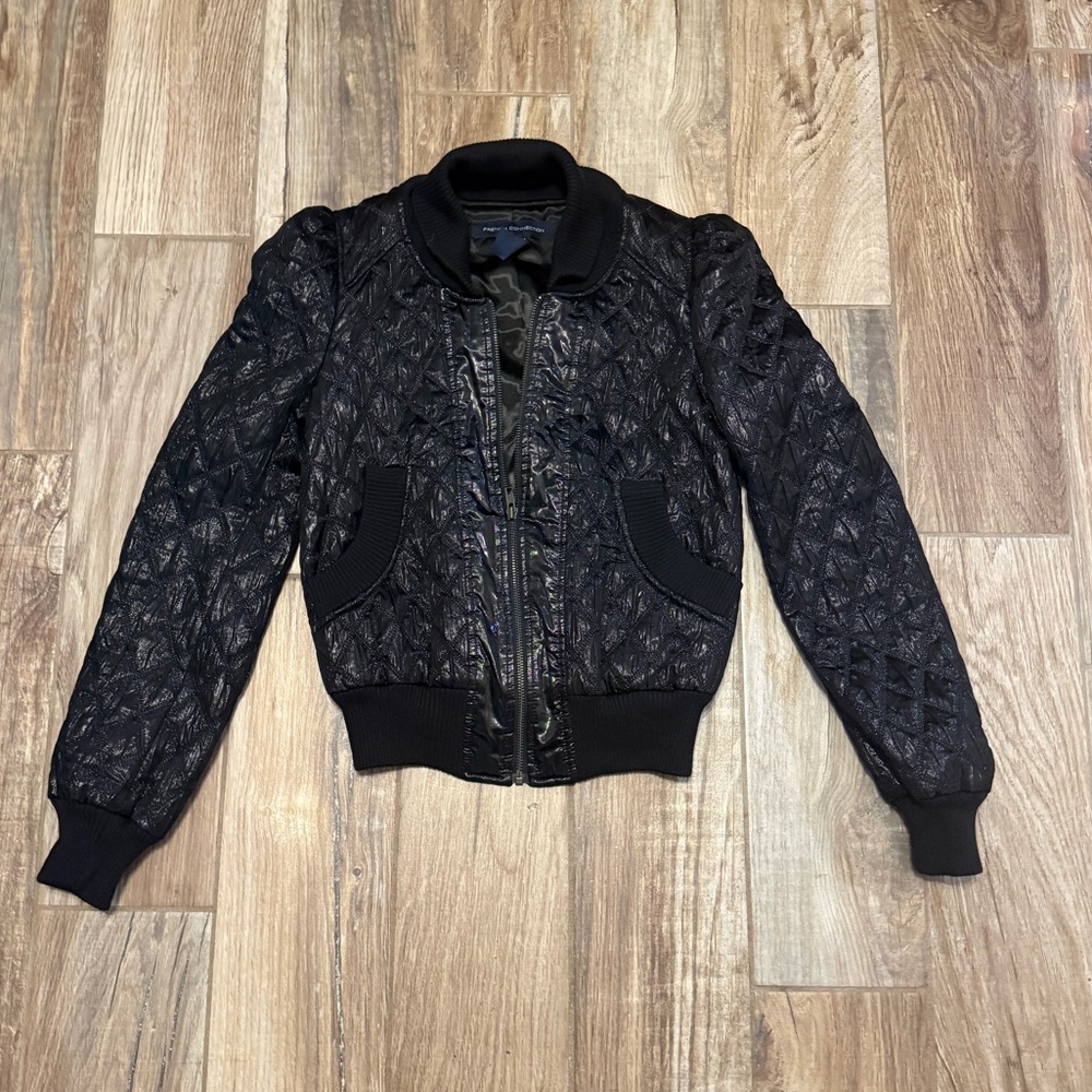 French Connection Black Bomber Jacket